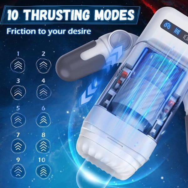 GAME CUP - THRUSTING VIBRATION MASTURBATOR WITH HEATING FUNCTION AND MOBILE SUPPORT - BLACK 9